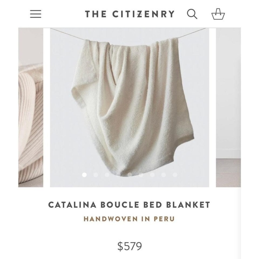 NEW The Citizenry‎ Catalina Boucle Bed Blanket Ivory 80"x96" Alpaca/Wool